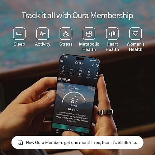 Oura Ring 4 - Brushed Silver - Size 7 - Smart Ring - Unique Sizing, Not Standard US Ring Sizes - Size First - Sleep Tracking Wearable - Heart Rate - Fitness Tracker - Up to 8 Days of Battery Life - Brushed Silver - 7 thumbnail 4