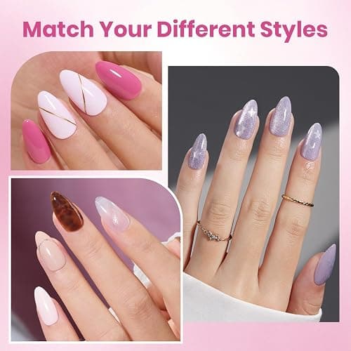 Beetles Gel Nail Kit Etch-X, Almond Short, 288pcs 12 Sizes Nail tips, with 10ml Hema-Free Nail Glue Gel, Glue on Nails for Acrylic Press On Nail, Pre-Etched Half Matte Extension Set for Home DIY thumbnail 3