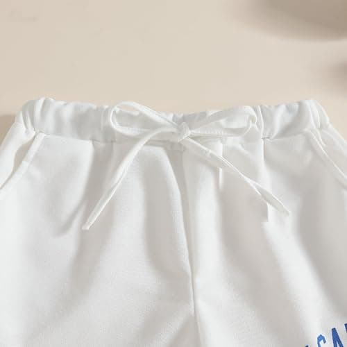 Klyatpxoen Size 6-12 Years Girl's Tracksuit Sets 2 Piece Outfits Letter Print Vacation Tee Top and Drawstring Waist Shorts thumbnail 8