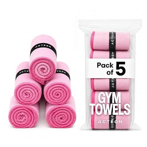 Acteon Microfiber Gym Towels 5 Pack Quick Dry, Silver ION Odor-Free, Super Absorbent Sweat Towels for Women, Workout, Yoga, Pilates, Tennis, Running, Swimming, Travel 16x30.5 Inch (Lavender Rose) - Image 1