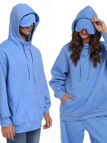 SeSe Code Hoodie with Eye Mask Travel Airplane Unisex Oversized Sweatshirt Sleep Pullover with Pocket Fleece Couples Hoodies thumbnail 3