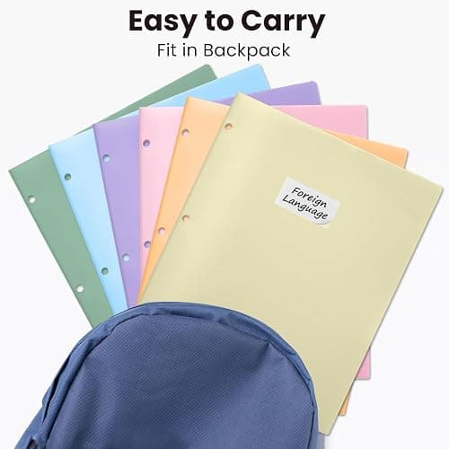 Sooez 2-Pocket Folders, Plastic Folders with Pockets 3 Hole Punched, 1 Pack Pockets Folder for 3 Ring Binder with Labels, Heavy Duty Binder Folder for Document, Letter Size File Folder,White - White - 1 Pack thumbnail 7
