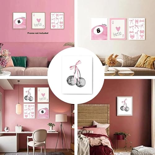 4 Stück Zimmer Poster Aesthetic,Clean Girl Room Decor,25 X 20 CM Ungerahmte Wanddrucke,4 Stile Wandposter,Mit Rosa Motiv Adrette Wandkunstdrucke,Wand Deko Bilder,Aesthetic Room Decor Clean Girl thumbnail 7