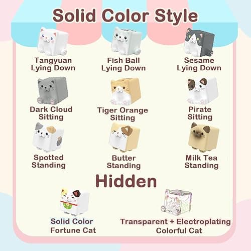 BEEMAI Square Cat Series Blind Pack (5PCs in one Bag) Random Design Cute Figures Collectible Toys Birthday Gifts thumbnail 4