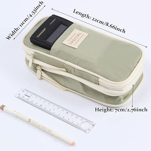 Large Capacity Pencil Case, Pencil Case for Adult, Cute Pencil Case, Pen Pencil Organizer for Stationery Supplies Marker Highlighter for Middle High School Student Kids Adult(Green) thumbnail 2