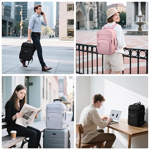 RealCool Travel Backpack for Women Men - Gift for Travelers, Students & Professionals, 15.6 Inch Laptop Carry On Backpack, TSA Flight Approved, College School Business Weekender Daypack -Pink thumbnail 8