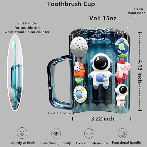 Automatic Toothpaste Dispenser & Toothpaste Holders and Wall Mounted Cup 3 Piece in a Set, is Wall Mounted for Bathroom,Toothpaste Squeezer for Kids & Family Shower by Mr. Thumbs(Navy Blue Set) thumbnail 7