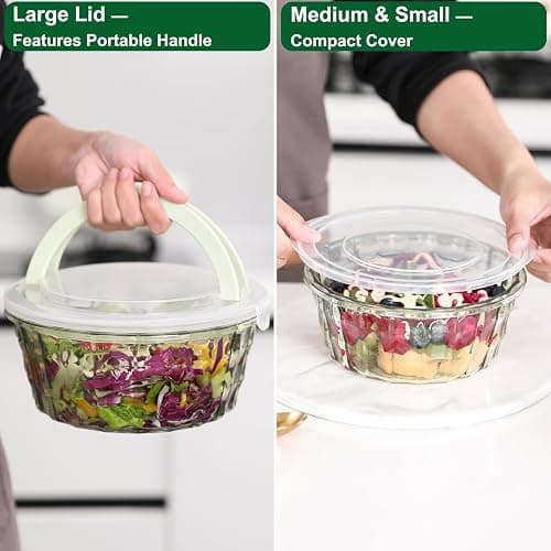 Taiuloo 3-Piece Salad Bowls with Lids, BPA Free Plastic Meal Prep Containers To Go for Lunch, Kitchen Food Storage & Serving Bowls for Salad, Snack, Fruit, Veggie, Pink thumbnail 4