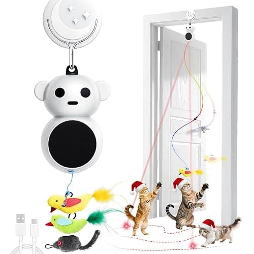 Interactive Cat Toys for Indoor Cats: 2 in 1 Laser Pointer Cat Toy with Automatic Flying Bird & Mouse Wand, Smart Motion Mode Adjustable Speed, USB Rechargeable Safe for Bored Kittens and Adult Cats - Image 1