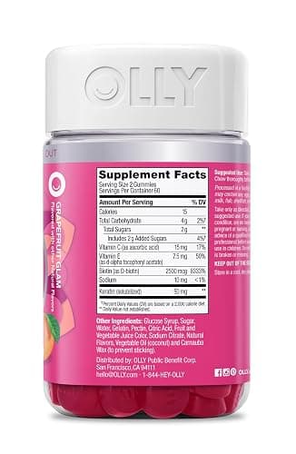 OLLY Hair Skin and Nails Gummies - Undeniable Beauty with Biotin 2500mcg Per 2 Gummies, Keratin & Vitamin C - Supports Healthy Hair, Skin, & Nails - Grapefruit Flavor - 120 Count thumbnail 3