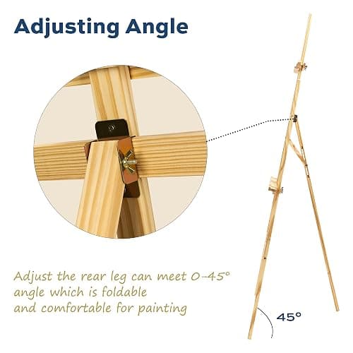 finenolo Wooden Easel Stand for Painting, 45" Adjustable Height Folding Art Easel for Canvas, Drawing, Wedding Signs & Posters, Ideal for Adults, Artists, Beginners, Students & Kids thumbnail 3