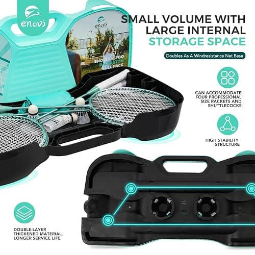 ENOVI EasyGo Badminton Set, with Net, 4 Racket, 4 Birdies, Portable Storage Box, for Backyards, Outdoor Games, Yard Games thumbnail 5
