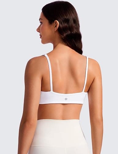 CRZ YOGA Butterluxe Square Neck Sports Bras for Women - Spaghetti Strap Yoga Wireless Low Coverage Padded Cami Crop Top thumbnail 2