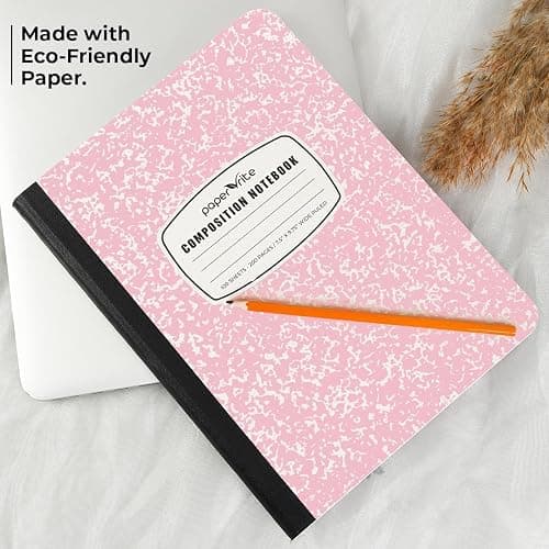 Paper Rite Assorted Marble Composition Notebook Wide Ruled (9.75x7.5 in), 100 Sheets | 200 Pages | For School, Office, Students, Teachers (1, Light Pink) thumbnail 5