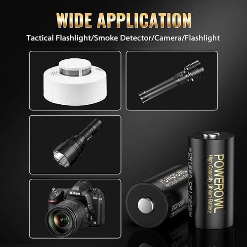 POWEROWL 123 Batteries Cr123A 3V Lithium 8 Count, High Capacity 123A C123 Battery for Flashlight Camera Sensor thumbnail 7