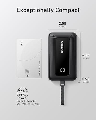 Anker Zolo Power Bank, 10,000mAh 30W High-Speed Portable Charger with Built-In USB-C Cable, Fast Charging Battery Pack for iPhone 17/17 Air/17 Pro/17 Pro Max/16/15 Series, Galaxy, iPad, and More thumbnail 6