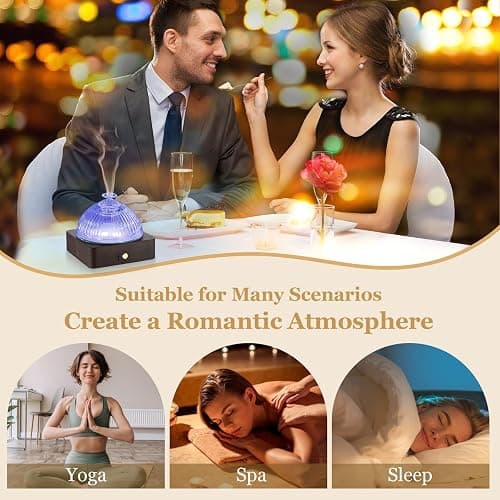 Lecdura Glass Essential Oil Diffuser with Glass Reservoir & WoodBase, 200ml Ultrasonic Lock Color Timer Auto-Off 7 Color Light Aroma Glass Dome Diffuser for Home Office Bedroom Yoga - Dark Brown thumbnail 7