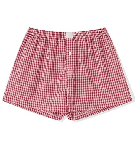 Y2k Cute Lounge Shorts for Girls Plaid Print Sleep Shorts Elastic Waist Button Front Pajama Shorts Bottoms - Image 1