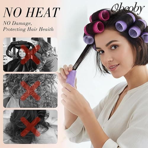 24 Pcs Self-Grip Small Hair Rollers Curlers Set, 25 mm, Rose Red and Purple | For Women Girls Short Hair Bangs Tight Curls, No Heat Hair Curlers to sleep in Home Travel Heatless Styling Accessories Gifts thumbnail 5
