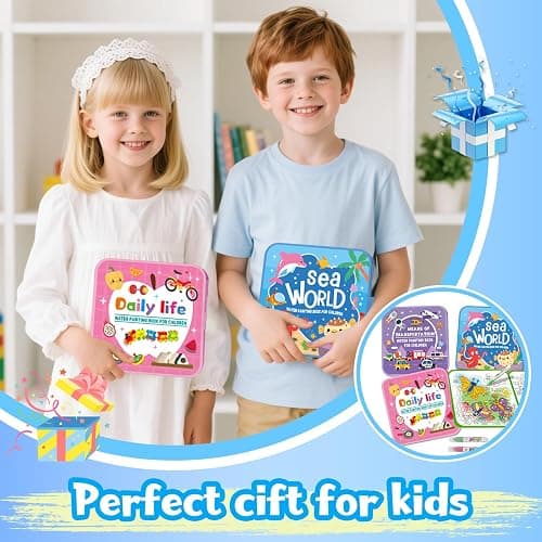 Water Painting Book for Kids - 4 Pack Magic Water Coloring Book with Water Pen Themes - Mess Free Water Art Book for Toddlers,No Mess Paint Coloring & Reusable Fun for Ages 3+ Travel Activity Toys thumbnail 7