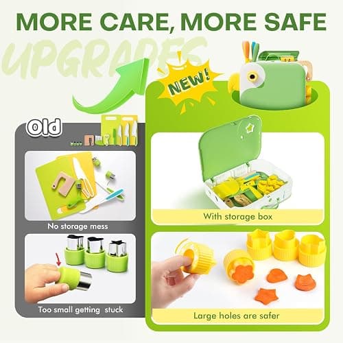 Toddler Cooking Set with Storage Box-Kids Kitchen Set,Safe PP Material Montessori Kitchen Tools for Real Cooking,Dishwasher Safe,Fun Bird-Shaped Organizer Toddler Knife Set thumbnail 5