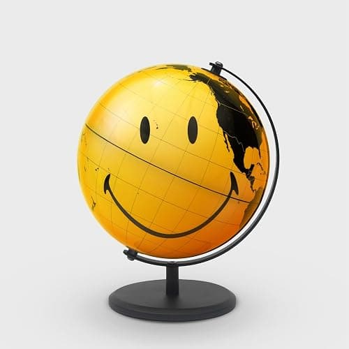 Suck UK Smiley Face World Globe | Office Accessories | Smiley Face Desk Decor & Office Desk Accessories | Office Desk Decor & Bookshelf Decor | For Children & Kids | Yellow thumbnail 6