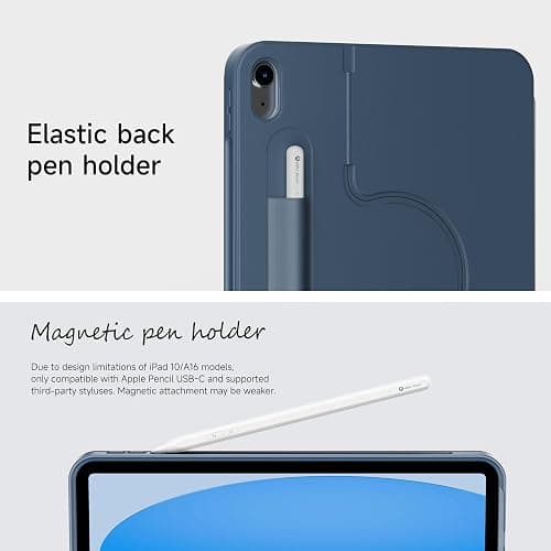 HOU iPad A16 11th/10th Generation Case with Keyboard, Rotatable & Detachable Keyboard Case for iPad 11/10, Elastic Pen Holder, Full Protection Cover, 7-Colors Backlight, Multi-Touch Trackpad, Blue thumbnail 5