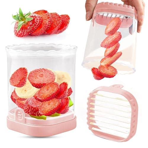 Creative Strawberry & Fruit Slicer - Detachable Cutter with Push Plate (Pink) - Image 1