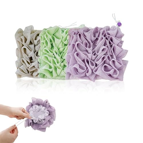 3-Pack Bar Soap Loofah Pouch, 2-in-1 Loofah Washcloth Combo with Soap Pocket, Rich-Lather Shower Sponge for Exfoliating, Home Gym Travel - Image 1