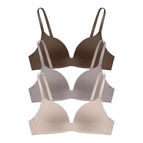 Eleplus 3 Pieces Lightly Lined Wireless Bras for Women Comfy Plunge T Shirt Bra Pack - Image 1