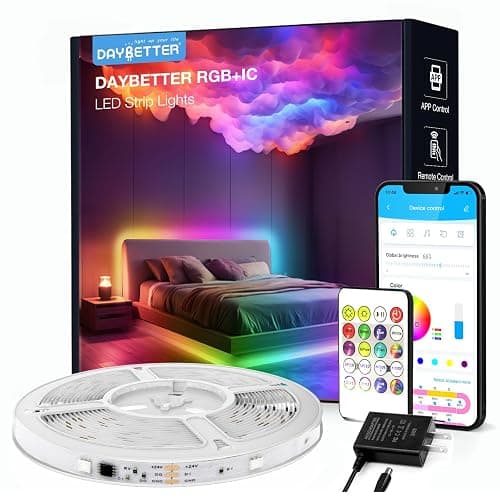 DAYBETTER Smart IC LED Strip Lights, BGRIC LED Lights for Bedroom, DIY Multiple Colors on One Line, App Control Color Changing Strip Lighting Music Sync Home Decor 16.4 ft - BGRIC - 16.4FT - Image 1