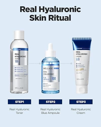 WELLAGE Real Hyaluronic Blue Ampoule 100, Korean Serum, Fragrance Free Hyaluronic Acid Ampoule with Panthenol, Wild yam, Centella for Sensitive Dry Skin Moisturizer 2.54 fl.oz thumbnail 9