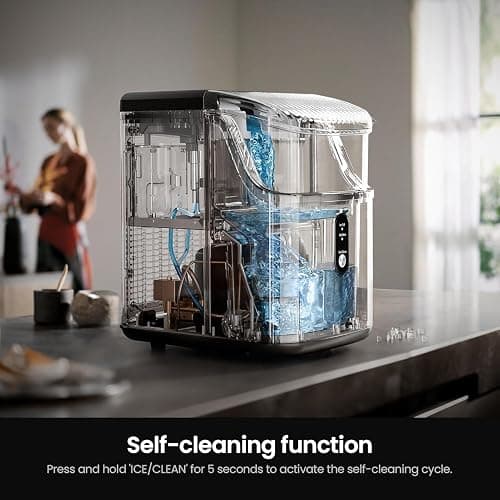 Kismile Nugget Ice Makers Countertop,Portable Ice Machine with Crushed Ice, 35lbs/Day,Self-Cleaning,One-Click Operation for Home Use(Silver) thumbnail 4