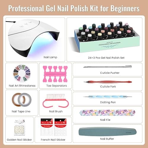 VANREESA Gel Nail Kit, 24 Colours Gel Nail Polish Set with Lamp Starter Kit Brown Red Dark Gels Polish Set with Manicure Tools DIY at Home Gifts for Women thumbnail 6