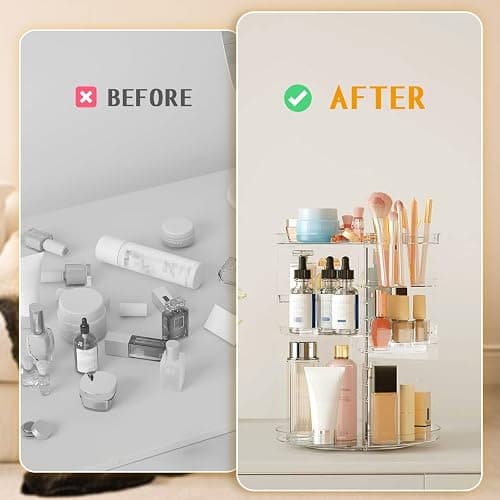 huipinghu Makeup Organizer | 360° Rotating Cosmetic Storage with Large Capacity | Clear Spinning Organiser with 7 Adjustable Layers | Vanity Table Stand for Bedroom & Bathroom thumbnail 6