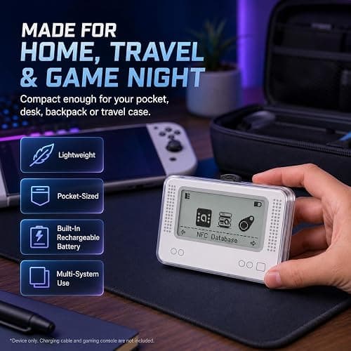 NFC Emulator Compatible with Switch, Wii U & 3DS, Game Data Writer with 4000+ Saves, 70+ Game Support, Unlimited Rewrites, 1.2" LCD, USB-C Charging, Portable Gift for Gamers thumbnail 7
