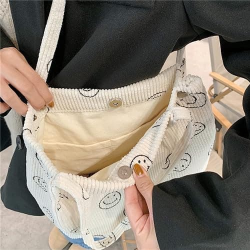 JARKJARD Corduroy Tote Bag Aesthetic Cute Tote Bags Large School Shoulder Bags for Girls Trendy Stuff thumbnail 6