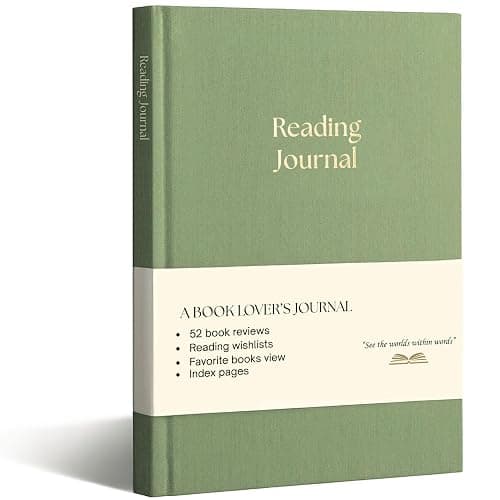 Paperell Reading Journal - 52 Reviews - Book Journal Gift for Book Lovers - Review, Log & Track Your Reading - Avid Readers Accessories - Linen Hardcover - Sage Green - Image 1