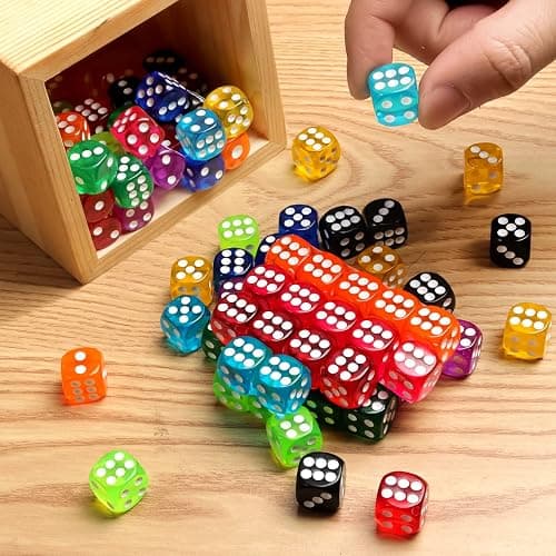 50 Pieces Dice Set, 14mm Bulk 6 Sided Colored Dices for Board Games, Math Learning,Classroom thumbnail 2