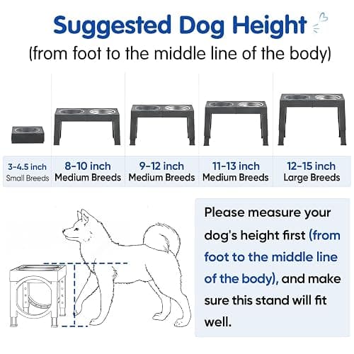 XIAZ Elevated Dog Bowls Large Breed Raised Dogs Bowl Stand Large/Medium Sized Dog Slow Feeder Dogs Bowls Food Water Stands 5 Heights Adjustable 9/11/12/14in Pet Feeder Dish Station thumbnail 10