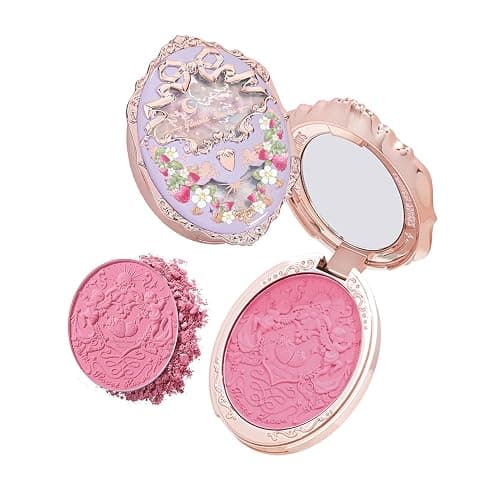Flower Knows Strawberry Rococo Embossed Blush,Mauve Berry Rose Matte Powder Blush for Cheeks,Buildable & Blendable Face Makeup,Long-Lasting Cute Make Up for Women & Girls,0.16 Oz(G02 Little Cranberry) - Image 1