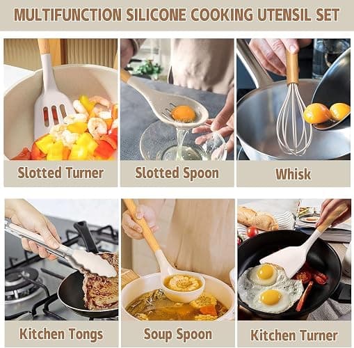 Umite Chef Food Grade Thickened Silicone (Stainless Steel Core) Kitchen Gadgets Tools Set - Kitchen Cooking Utensils Set, Heat Resistant Kitchen Spatula Tools Set thumbnail 3