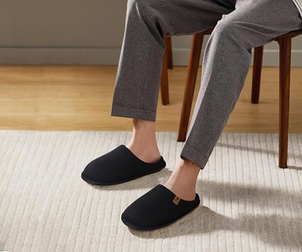 ONCAI Men's House Slippers, Cushion Memory Foam Shake Fleece and Man House Shoes with Faux Fur Lining and Indoor Outdoor Rubber Soles US Size 7-15 thumbnail 2