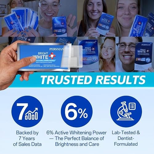 PERSMAX Teeth Whitening Strips, 18 Strips 9 Treatment (7 + 2 Bonus) | Non-Slip, Pain-Free, Express Whitening in 30 Min, Easy to Use for Confident Smile, Professional Dentist Approved thumbnail 9
