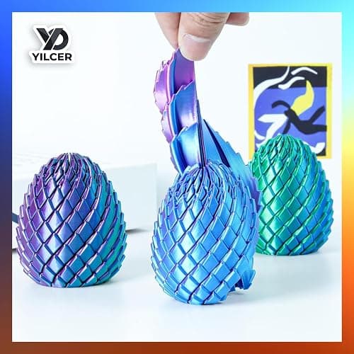 Twisty Fidget Egg, 3D Printed Slippery Egg Fidget, Easter Dragon Eggs, Easter Basket Stuffers Essentials,Stress Relief Desk Fidget Toy for Adults,3D Easter Egg Hunt Supplies (Green) thumbnail 4