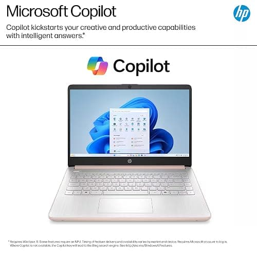 HP 14” Laptop Ultra-Portable Computer 2026 Student Business, MS Office, Copilot AI, Intel 4-Core CPU, 4GB RAM, 628GB Storage (128GB UFS+500GB Ext), Long Battery, MaxsolAccessory, Win 11 Pro, Rose Gold thumbnail 6