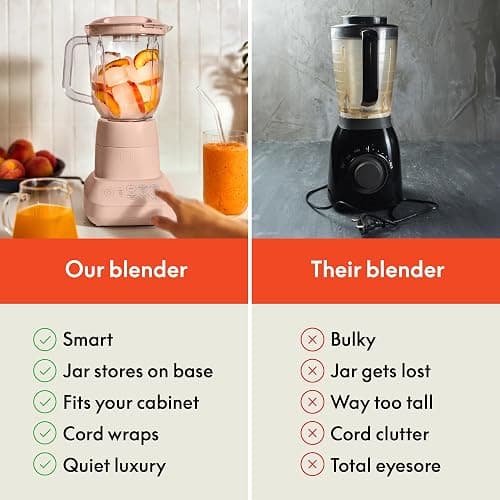 bella 10 Speed Countertop Blender, Juicer & Smoothie Maker, Fits-anywhere™ Kitchenware, Slim Flip & Store Design, Dishwasher Safe 48oz Capacity Pitcher & Lid, Stainless Steel Blade, 450 Watt, Blossom thumbnail 7
