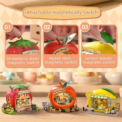 CUTEROOM DIY Miniature House Building Kit - Mini Dollhouse Kit for Adults with LED Lights, Realistic Mini House Building Model Kit, Creative Crafts Home Decor Gift- Berry Shop thumbnail 4