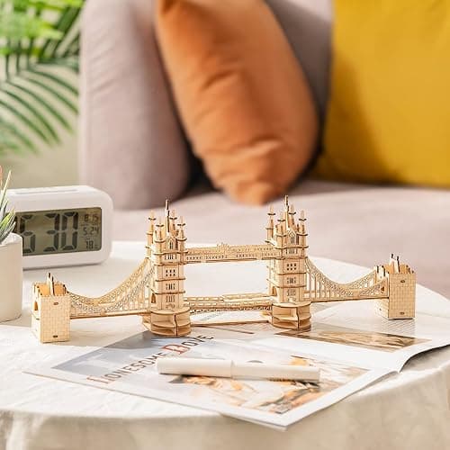Rolife 3D Wooden Puzzles DIY London Tower Bridge Craft Model Kits for Adults to Build Birthday Gfit for Friends and Family thumbnail 6