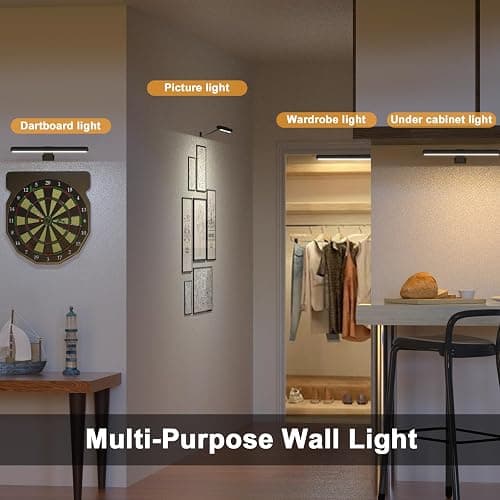 Wireless Picture Light Rechargeable, 2 in 1 Painting Light with Remote, 300LM Art Battery Display Lamp Dimmer Timer, 3 Modes Magnetic Wall Light for Artworks Dartboard thumbnail 7